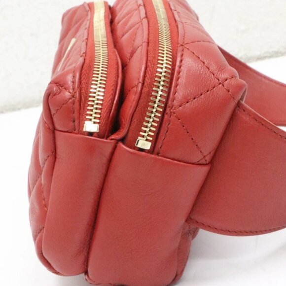 Chanel Quilted Lambskin Red Waist Bag Fanny Pack Gold Hardware 28373806 - Picture 9 of 16